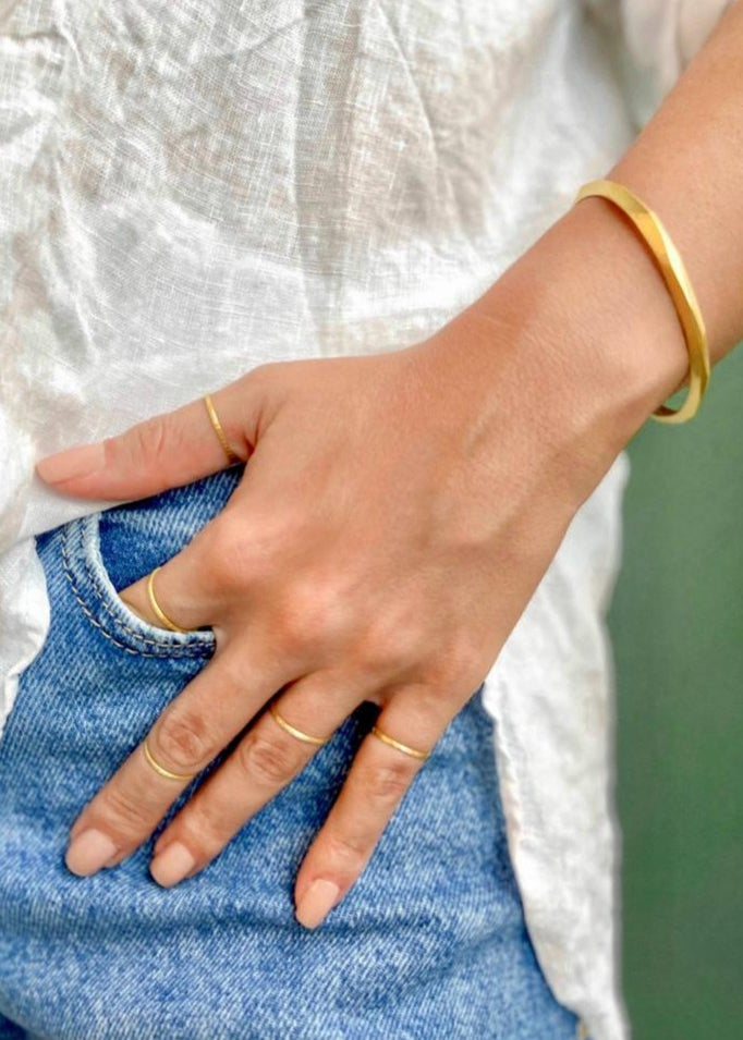 Conjunto Anéis Slim em Ouro Amarelo 18k