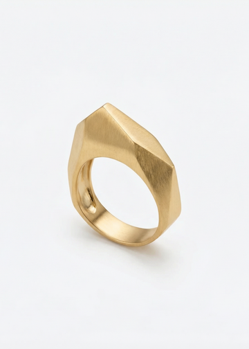Anel Angular Facetado em Ouro Amarelo 18k
