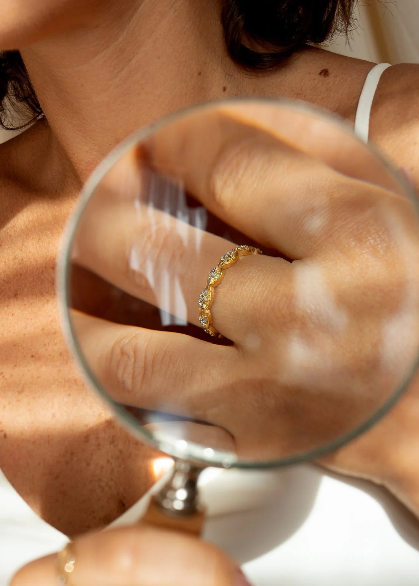 Anel Celeste em Ouro Amarelo 18k