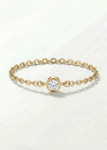 Anel Corrente Ponto de Luz em Ouro Amarelo 18k