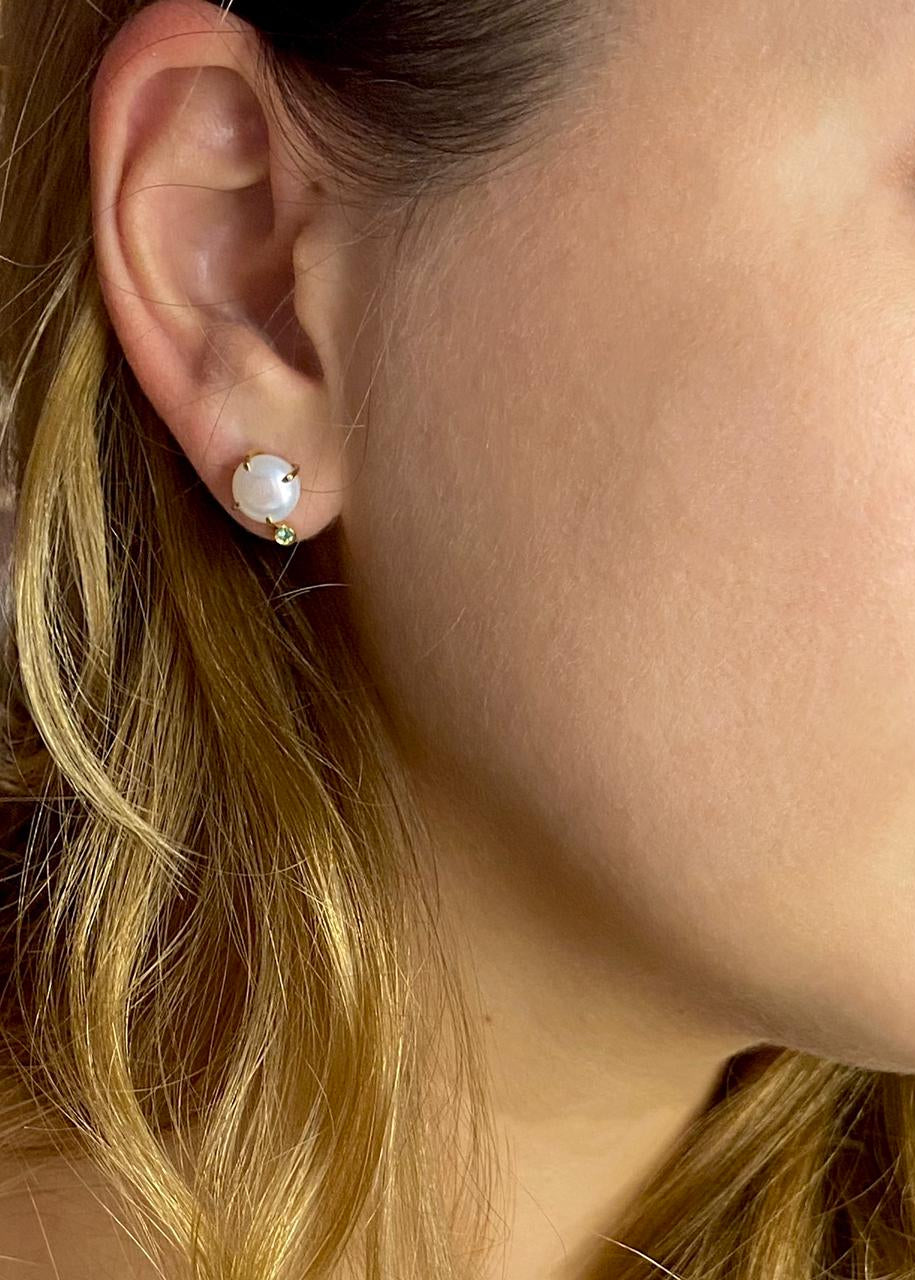 Brincos Perla Esmeralda em Ouro Amarelo 18k