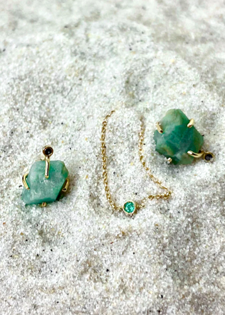 Brincos Esmeralda em Ouro Amarelo 18k