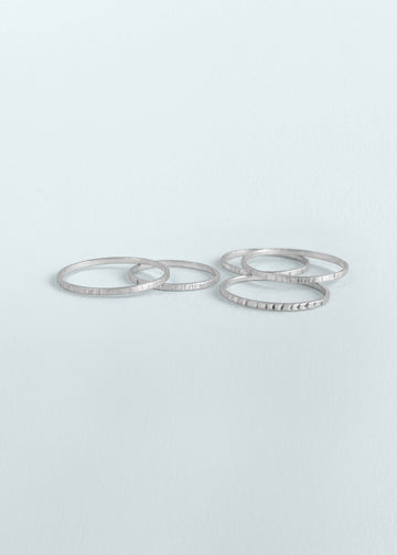 Conjunto Anéis Slim em Ouro Branco 18k