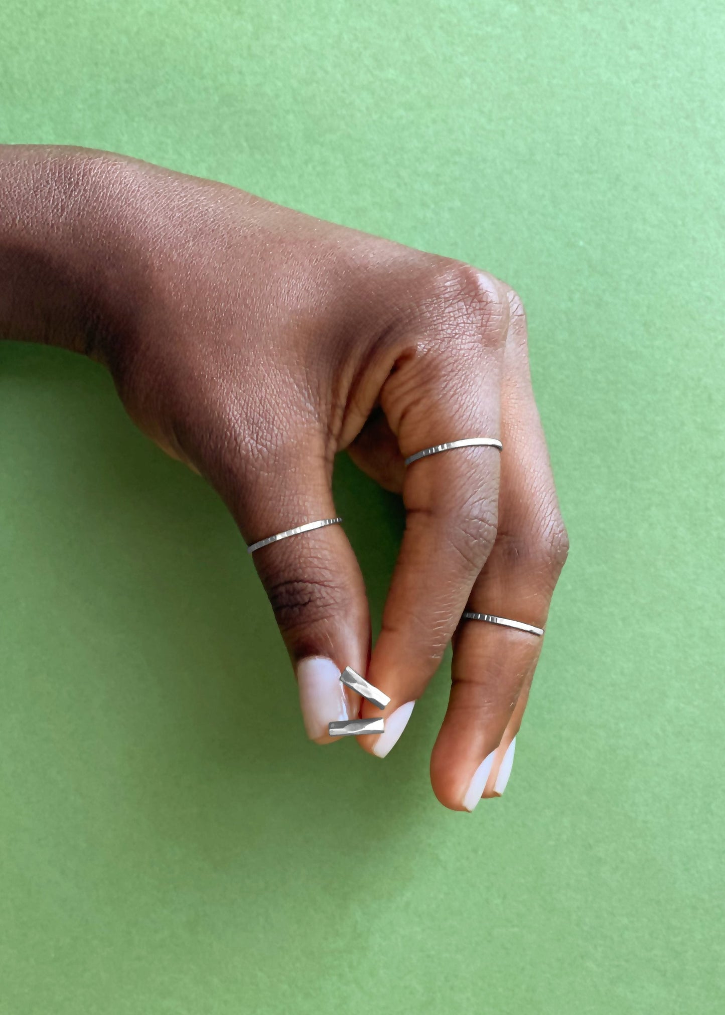 Conjunto Anéis Slim em Ouro Branco 18k